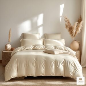 ชุดผ้าปูที่นอน Tencel Layla Natural Set A - Milk Tea, Queen